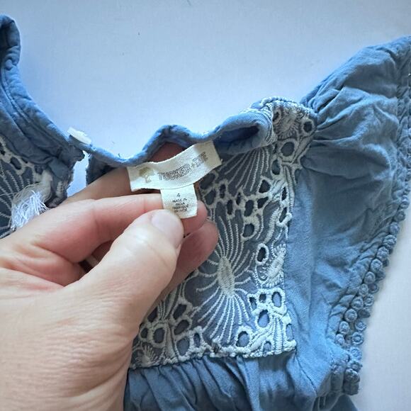 Tucker + Tate Blue Embroidered Tassel Dress - Size 4 - Picture 4 of 4